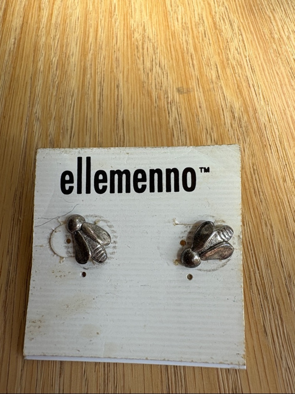 Pewter (?) Bee Post Earrings
